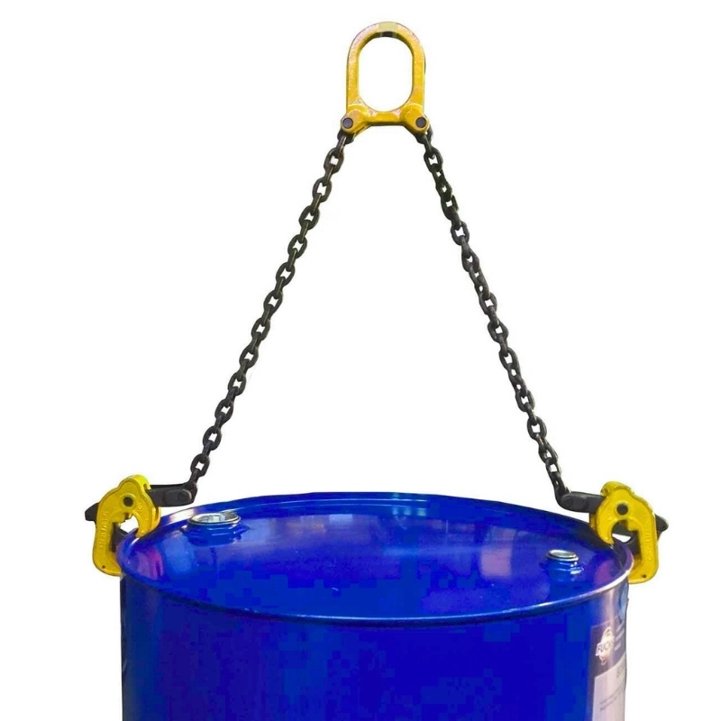 Industrial Grade 80 Drum Lifter with 2 chain legs and hooks to lift the drum