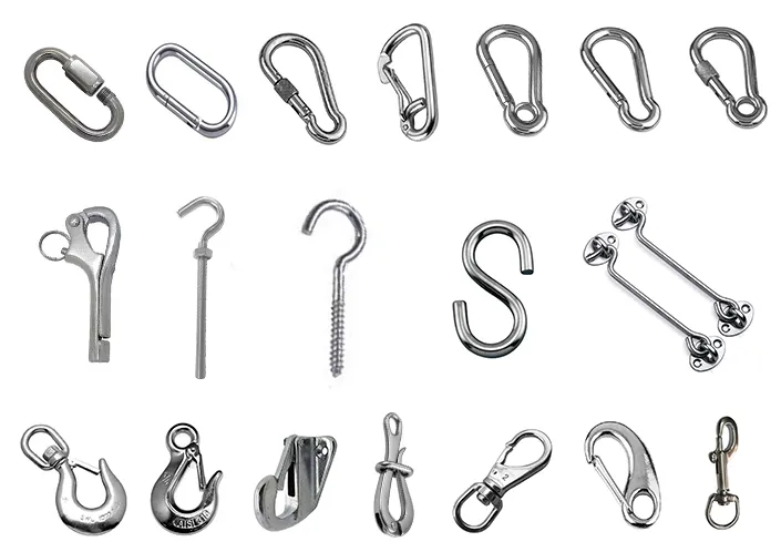 Stainless Steel Snap Hooks and Pelican Hooks for Boat Rigging